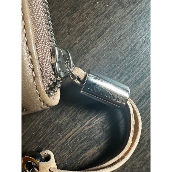 JIMMY CHOO BEIGE LEATHER AND SILVER STARS ZIP AROUND WALLET - Picture 2 of 11